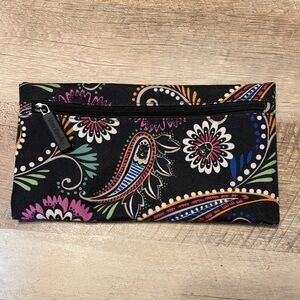 Vera Bradley Black Clutch with Multicolor Paisley Floral Design